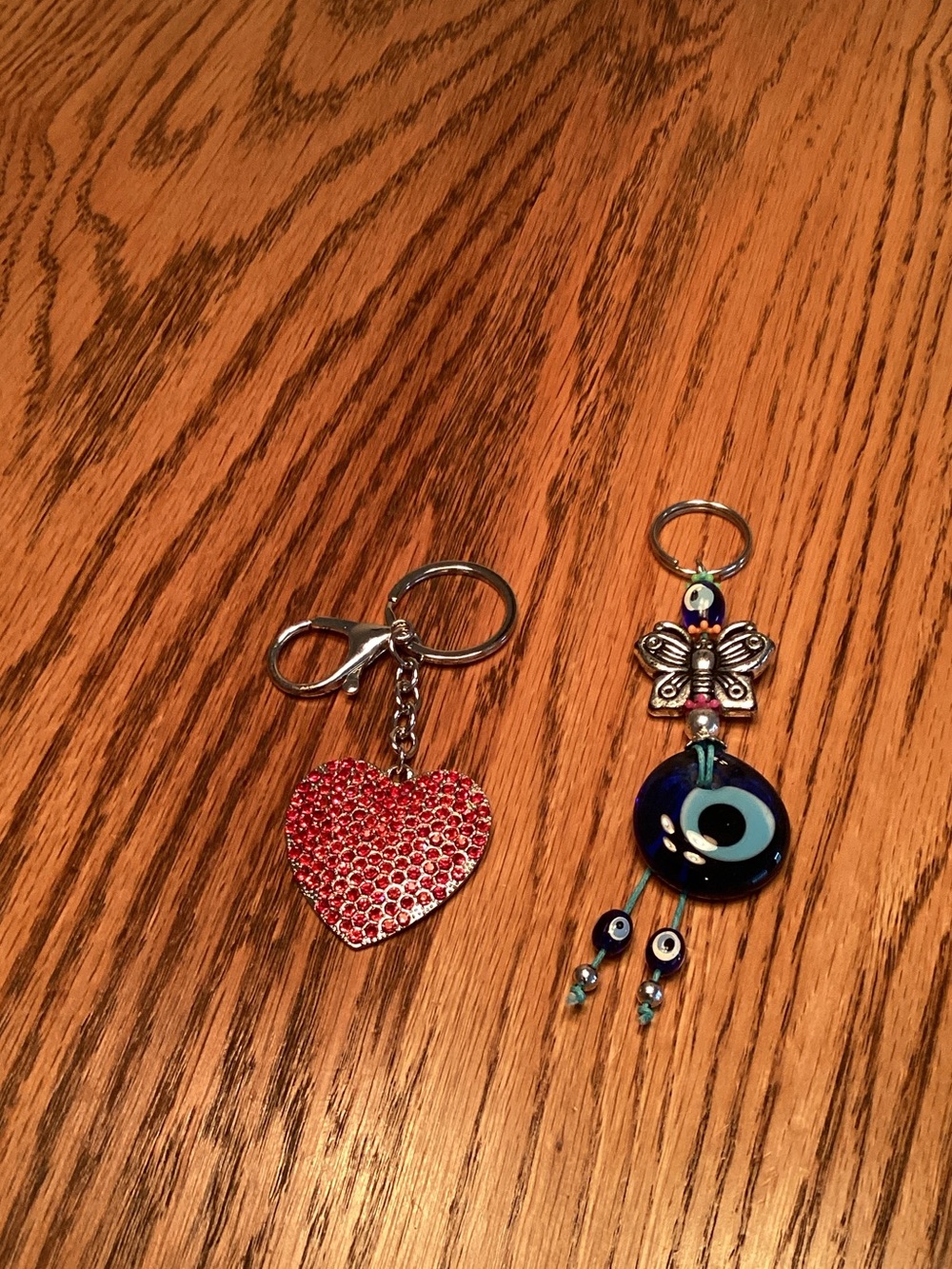 Greek Eye Keychain andRed Crystal Heart Keychain — Women Accessories